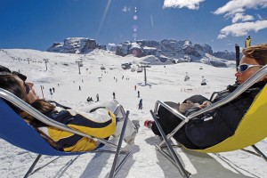 skiers in the italian alps