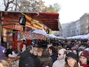outdoor italian market at the castle in milan