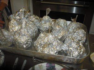 foil-wrapped artichokes ready for the oven