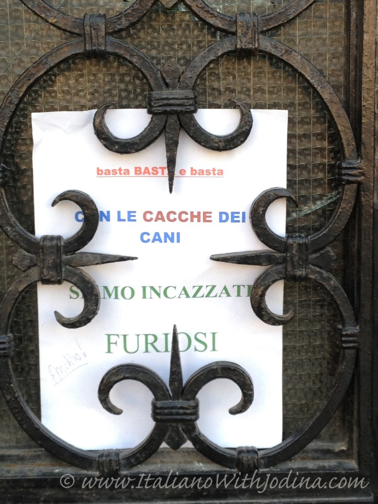 italian sign basta cacca dei - enough dog doo-doo