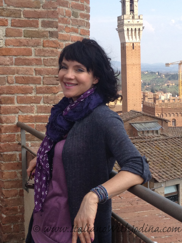 jodina in siena italy at top of panoramic terrace
